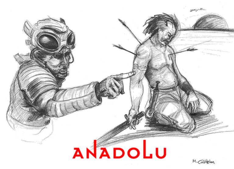 Karakalem İmgesel Yaralanan Adam Çizimi Çukurovada